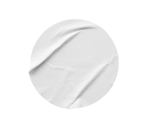 istock Blank white round paper sticker label isolated on white background 2182742411