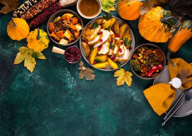istock Traditional Thanksgiving day dinner with turkey 2182744478