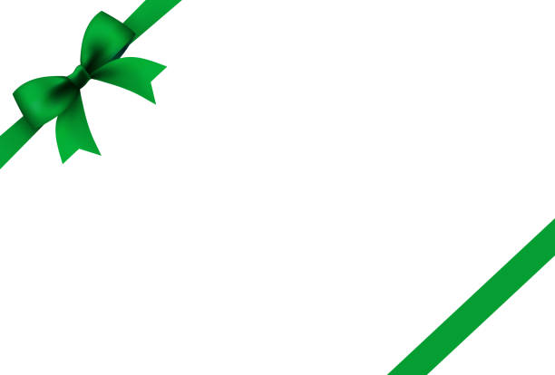 istock Green satin ribbon and bow isolated on white background. Holiday decoration. Vector illustration. 2182745488