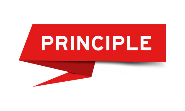 istock Red color speech banner with word principle on white background 2182750424