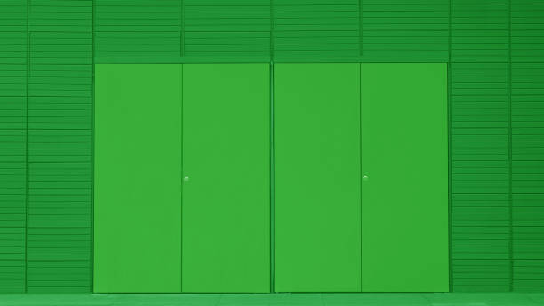Green door background with copy space