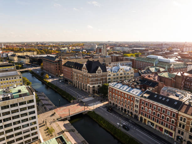 Drone photo of Malmo City Centre, Sweden.