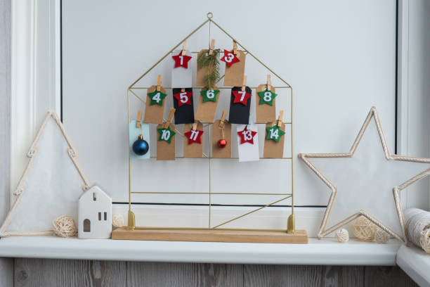istock Step by step instruction of making handmade Christmas advent calendar. Creative craft homemade decor. New year celebration. Winter 2182761230