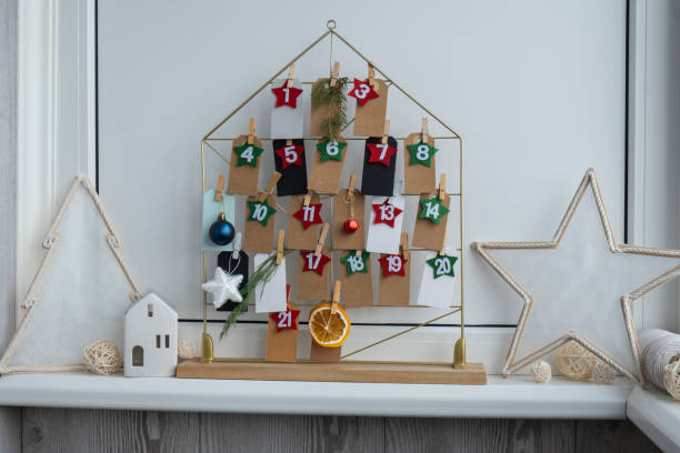 istock Traditional twenty four days advent calendar before Christmas holidays. Plastic free zero waste sustainable decoration. Winter cozy home Catholic traditions of Christmas countdown new year 2182761293