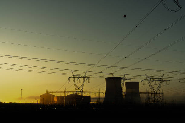 Cooling towers of a nuclear power facility in the USA.A color effect has been applied for fictional dramatic effect.