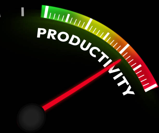 istock High Productivity concept background with Glowing bar and needle on the red. Productivity and efficient performance concept, business backdrop 2182762115