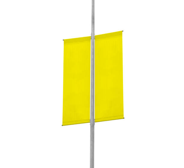 istock blank banner on street lamp on white 2182770544