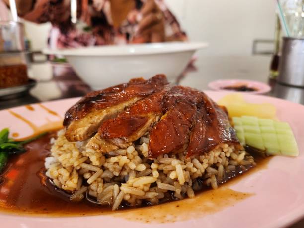 Duck on rice Asian food
