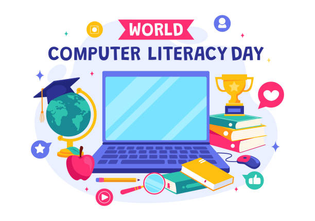 istock World Computer Literacy Day Vector Illustration on December 2, Featuring Books and Media Equipment to Promote Education in a Flat Style Background 2182779230