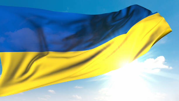 istock Ukrainian Flag Waving in Sunny Sky 2182785296