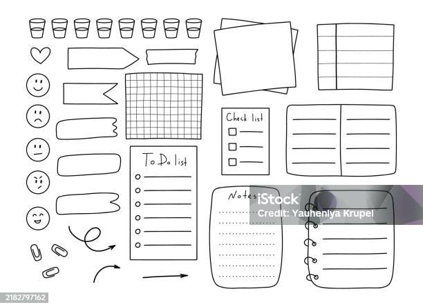 Cute Task Board Task Planners In Doodle Style Cute Paper Notes Todo Lists Notepads ...