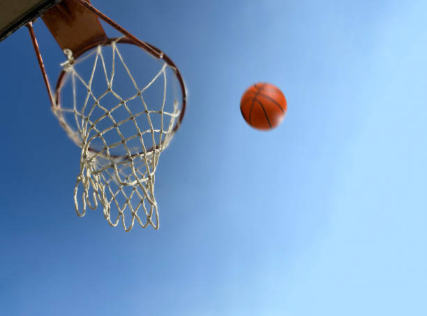 istock Basketball goal and ball 2182800658