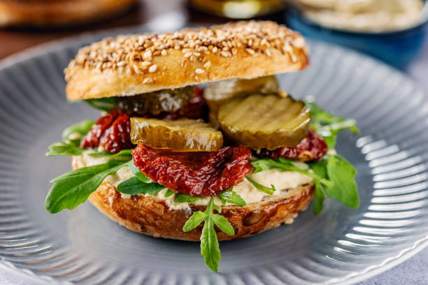 Bagel With Hummus and Sun-Dried Tomatoes