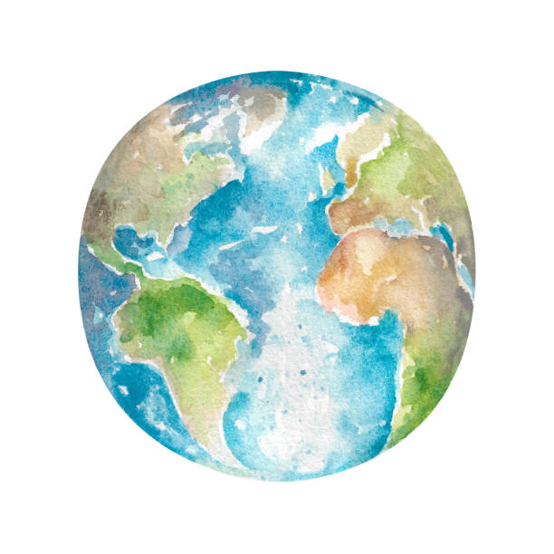 istock Planet Earth painted watercolor illustration isolated on white background 2182804956