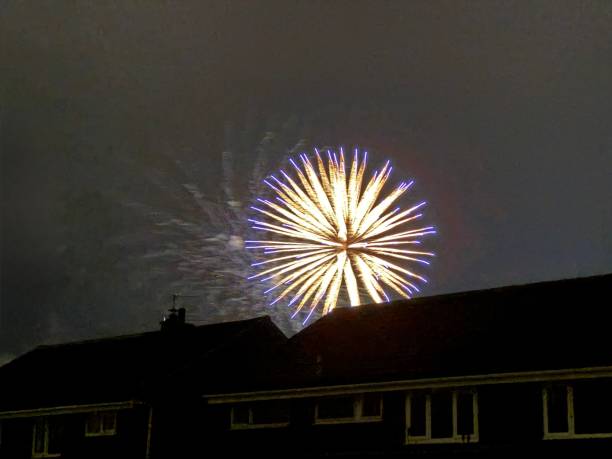 istock Fireworks over a residential area 2182811327