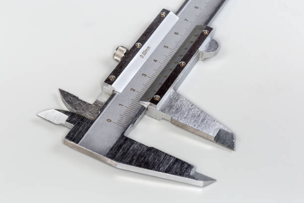 Sliding caliper with dollar sign coin.