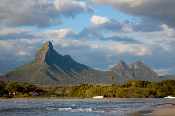 istock Rempart mountain seen from Tamarin beach, Mauritius 2182811573