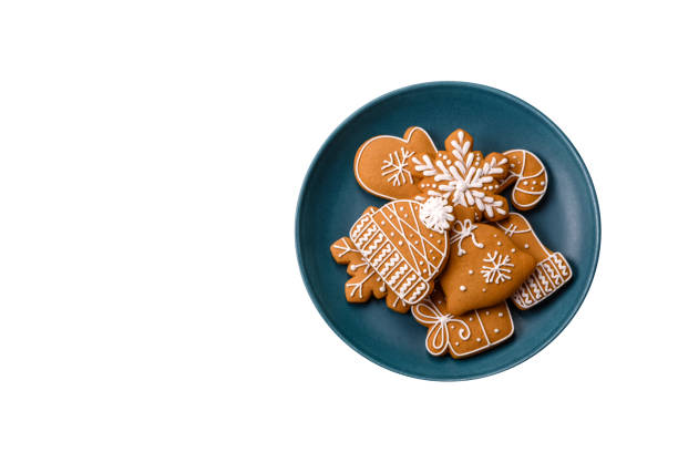 Delicious gingerbread cookies with honey, ginger and cinnamon. Winter composition