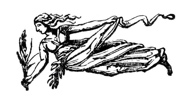 Nike, the Greek goddess of victory, or Victoria in Roman mythology. Nike is commonly shown as a winged figure, often flying or in motion, carrying a palm branch or laurel wreath, symbols of victory and honor. In Greek mythology, Nike was the goddess who personified victory in both war and peaceful competitions.
Original edition from my own archives
Source : Larousse 1899