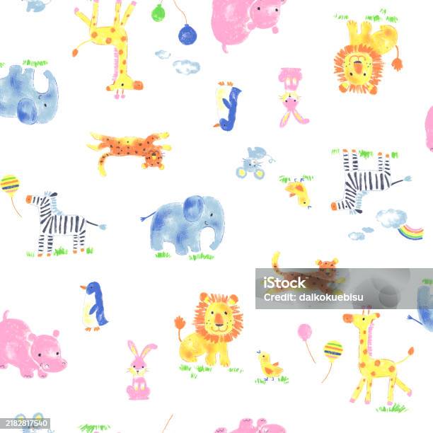 Animals With Perfect Pattern Cute Animal Patterns Perfect For Textiles Stock Illustration - Download ...