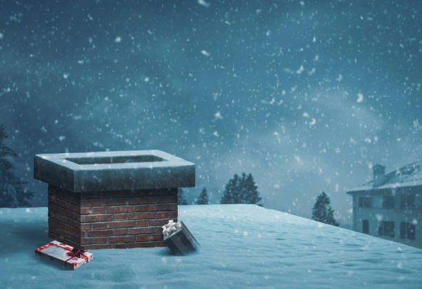 istock Santa was here: Christmas presents next to a chimney 2182820164