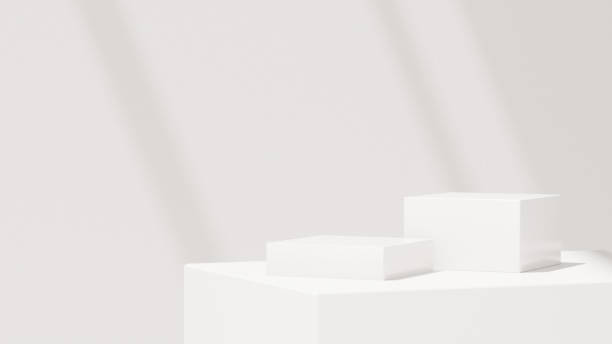 istock 3D rendering of a white empty podium display space for product mockup, set against a minimal landscape background. 2182820395