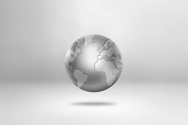istock Metal world globe isolated on white background 2182820401