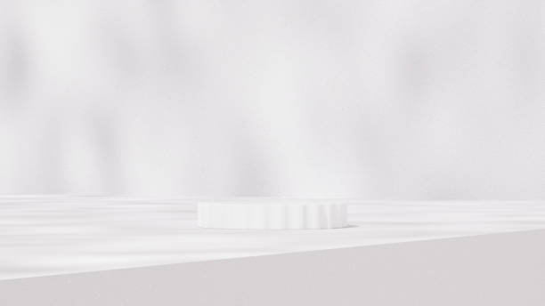 istock 3D rendering of a white empty podium display space for product mockup, set against a minimal landscape background. 2182820411