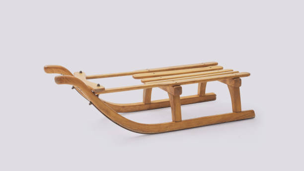 istock Cute wooden sleigh on white background 2182820631
