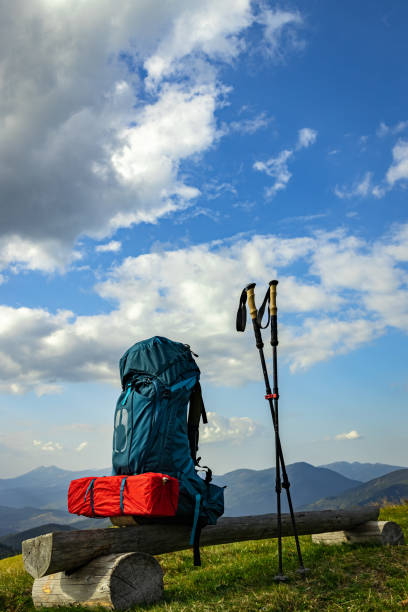 istock Hiking in the summer with a backpack in the mountains, mountain landscape. 2182820992