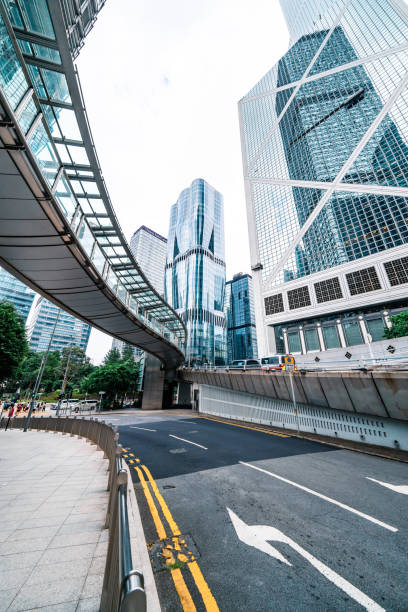 istock Empty pavement front of central district of hong kong 2182824056