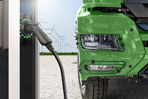 istock Electric truck with charging station. Concept 2182826399