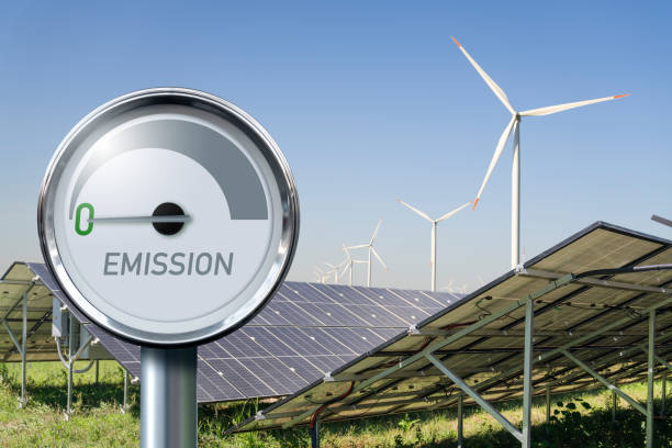 istock Solar panels and wind turbines on a field. Sustainable energy 2182827896