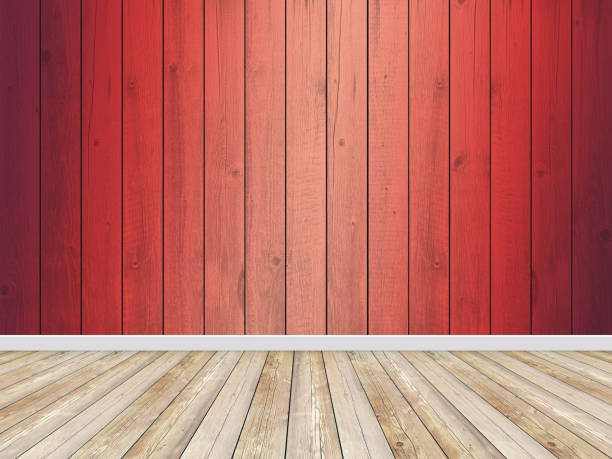 istock Red wood planks wall and floor for background 2182828428