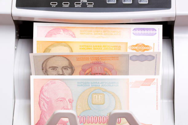 istock Yugoslav dinar in the counting machine 2182829834