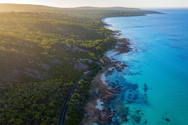 istock Scenic coastal road at sunset 2182831588