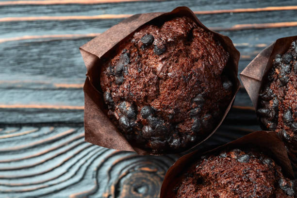 istock Sweet Baked chocolate muffins ( cupcake )  . Top view 2182832589