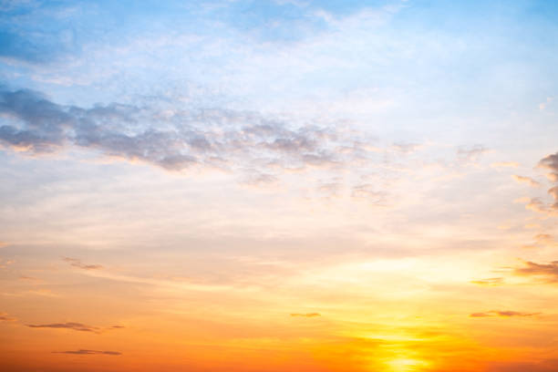 istock Beautiful , luxury soft gradient orange gold clouds and sunlight on the blue sky perfect for the background, take in everning,Twilight, Large size, high definition landscape photo 2182842238