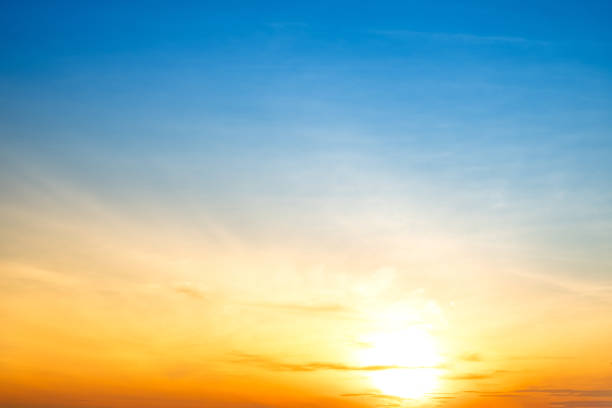 istock Beautiful , luxury soft gradient orange gold clouds and sunlight on the blue sky perfect for the background, take in everning,Twilight, Large size, high definition landscape photo 2182842264