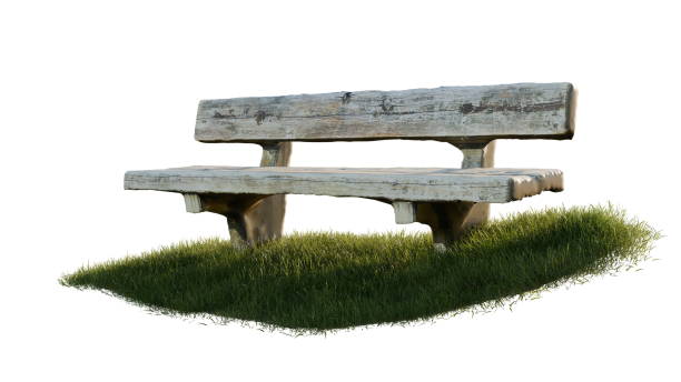 istock Wooden Park Bench on Grass 2182843652