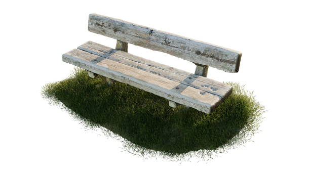 istock Wooden Park Bench on Grass 2182843701