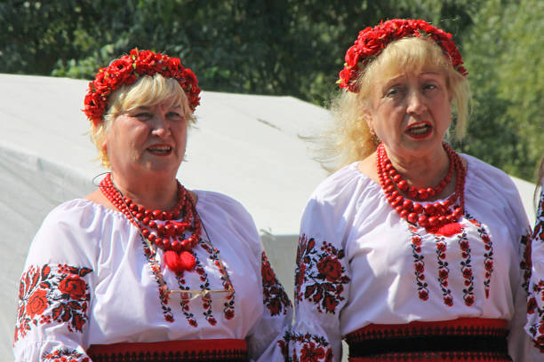 paderborn, nrw, germany, september, 1st, 2024, ukrainian choir gives singing performance on the day of encounter,,
