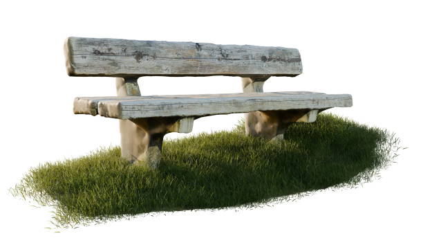 istock Wooden Park Bench on Grass 2182844193