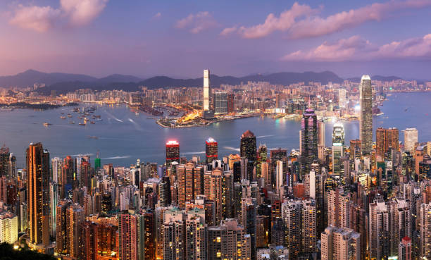 istock Hong Kong skyline from Victoria Peak sunset 2182852273