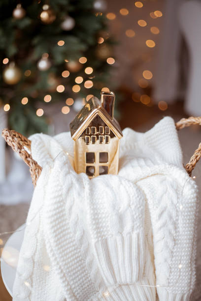 istock Christmas cozy home decor. Light, Christmas tree. Winter holidays. 2182865055