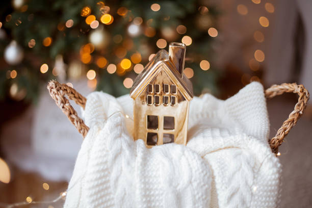 istock Christmas cozy home decor. Light, Christmas tree. Winter holidays. 2182865062