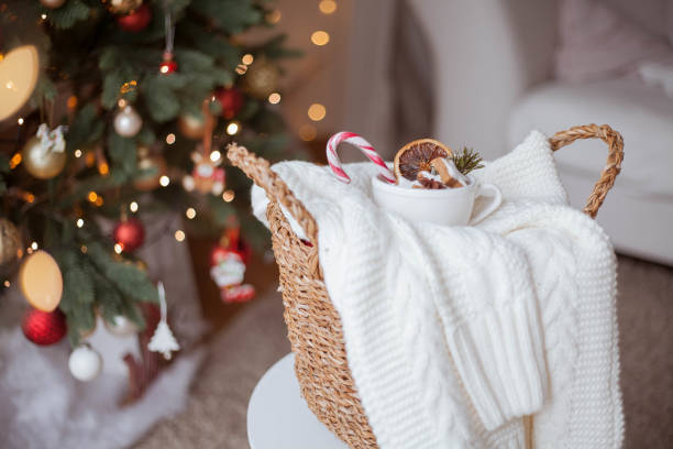 istock Christmas cozy home decor. Light, Christmas tree. Winter holidays. 2182865207