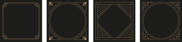 Art deco elegant frames collection. Set of luxury, minimalist, linear art frames, borders. Vector design
