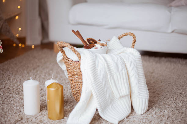 istock Christmas cozy home decor. Light, Christmas tree. Winter holidays. 2182866235