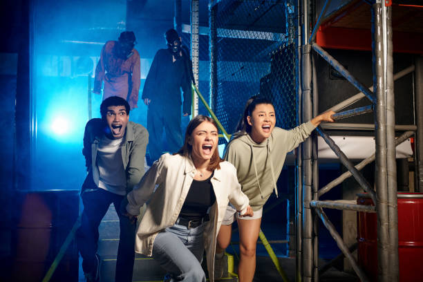 istock Exciting adventure awaits as young multicultural friends explore a thrilling quest room 2182868810